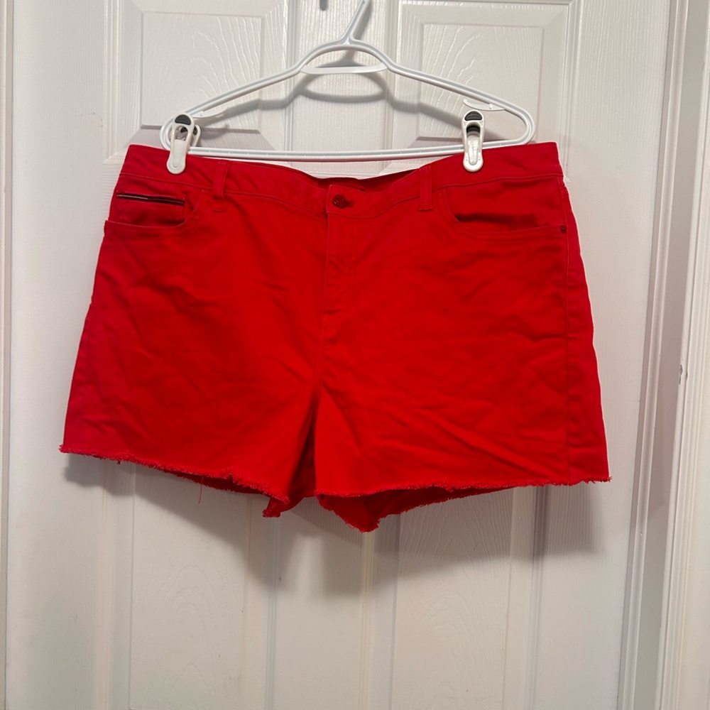 Tommy Hilfiger, red denim shorts, size 18